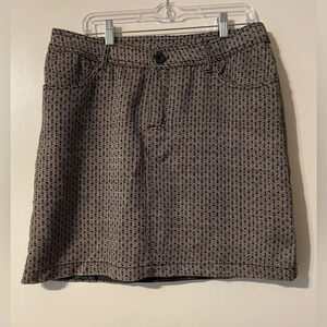Aventura Tweed Black Cream Red Print Mini Skirt Size 12
